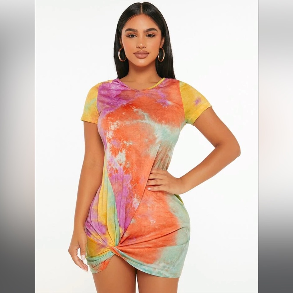 Shein Tie Dye Twist Hem Dress
